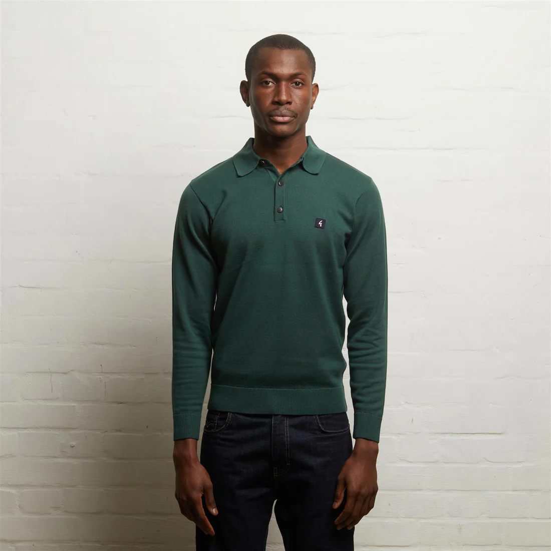 Francesco Long Sleeve Plain Knitted Three Button Polo
