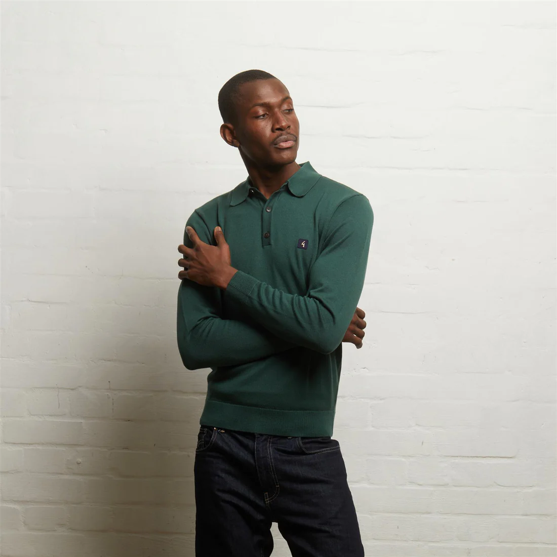 Francesco Long Sleeve Plain Knitted Three Button Polo