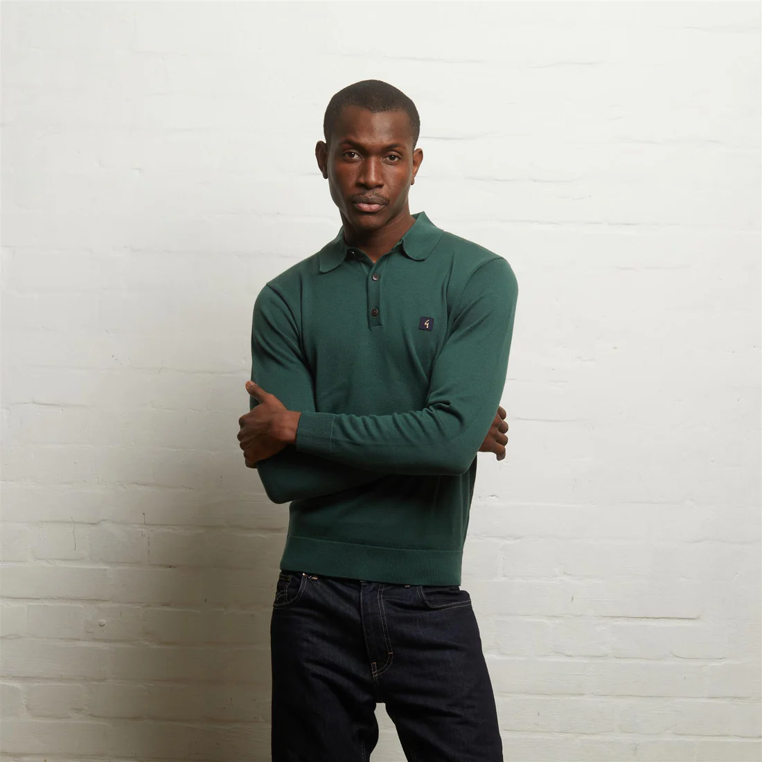 Francesco Long Sleeve Plain Knitted Three Button Polo