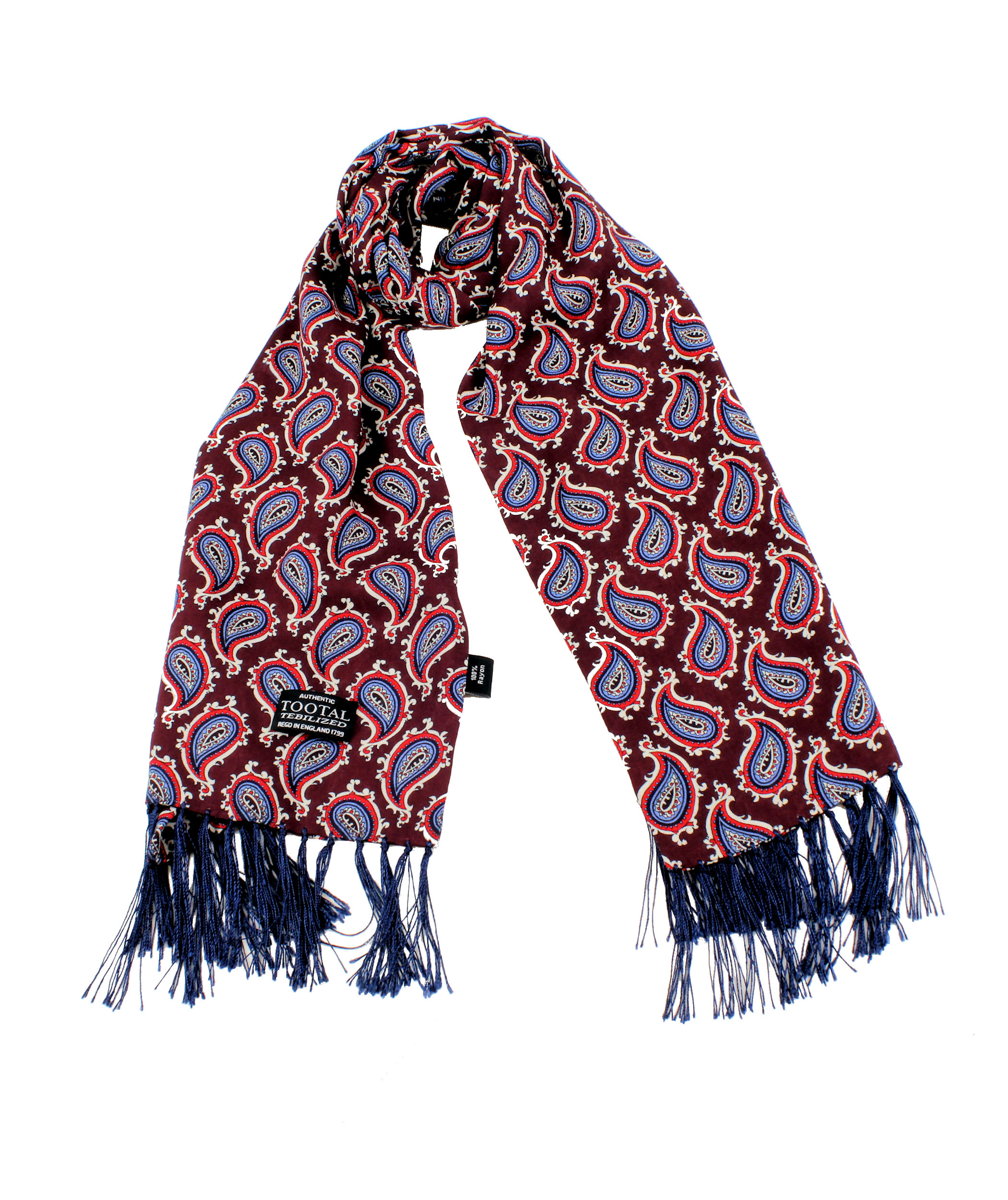Vintage  Paisley Fringed Rayon Scarf