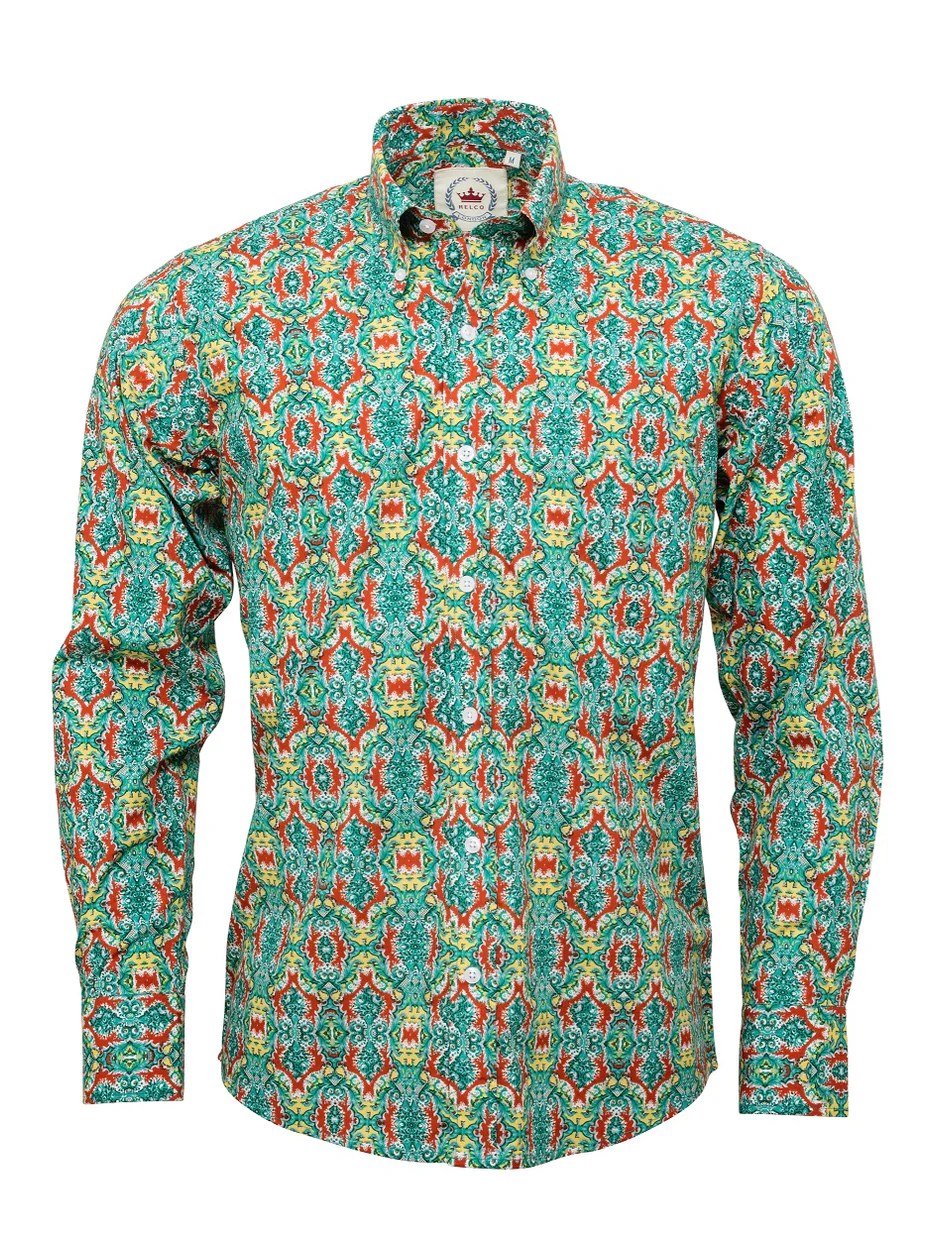 Mens Green with Red Patterned shirt