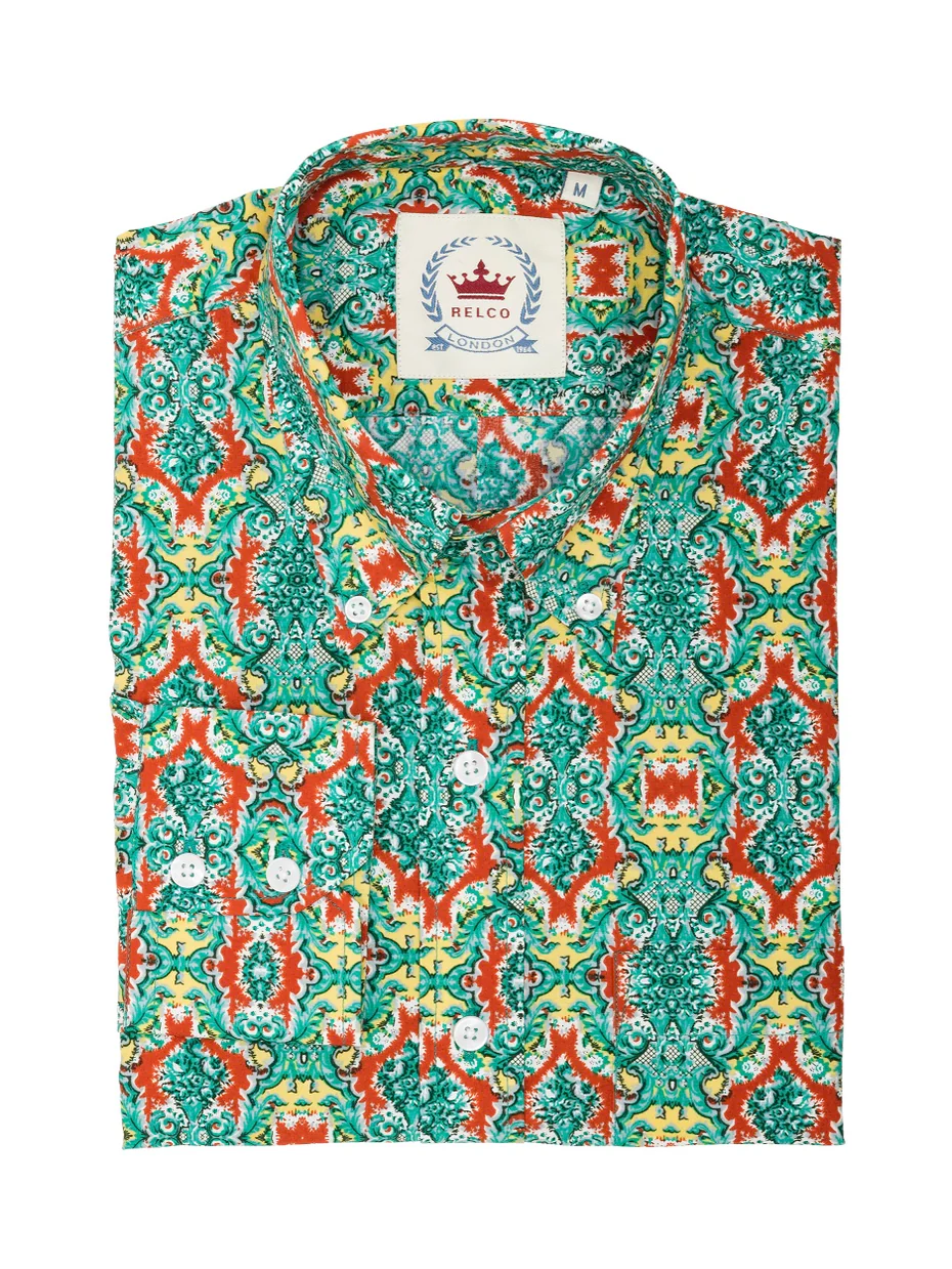 Mens Green with Red Patterned shirt